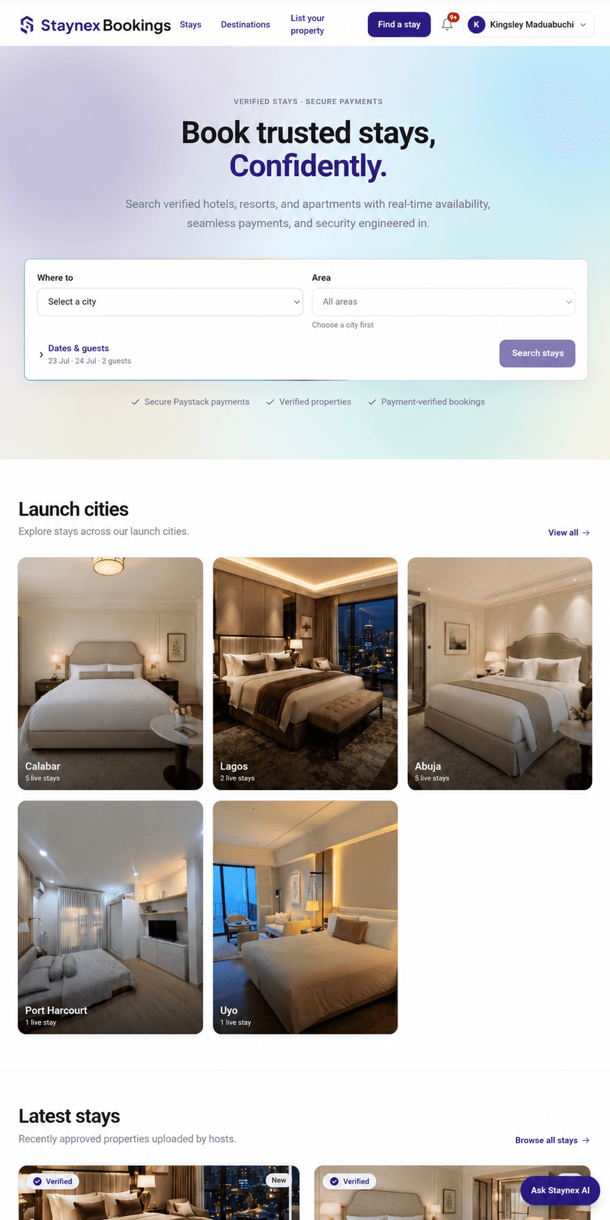Staynex Bookings